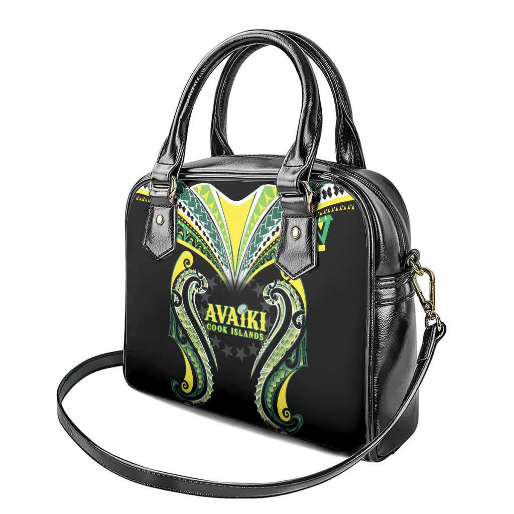 Rugby Cook Islands Avaiki Shoulder Handbag Black Kuki Airani Tribal Maori Inspired - Polynesian Pride