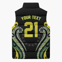 Custom Rugby Cook Islands Avaiki Sleeveless Puffer Jacket Black Kuki Airani Tribal Maori Inspired - Polynesian Pride