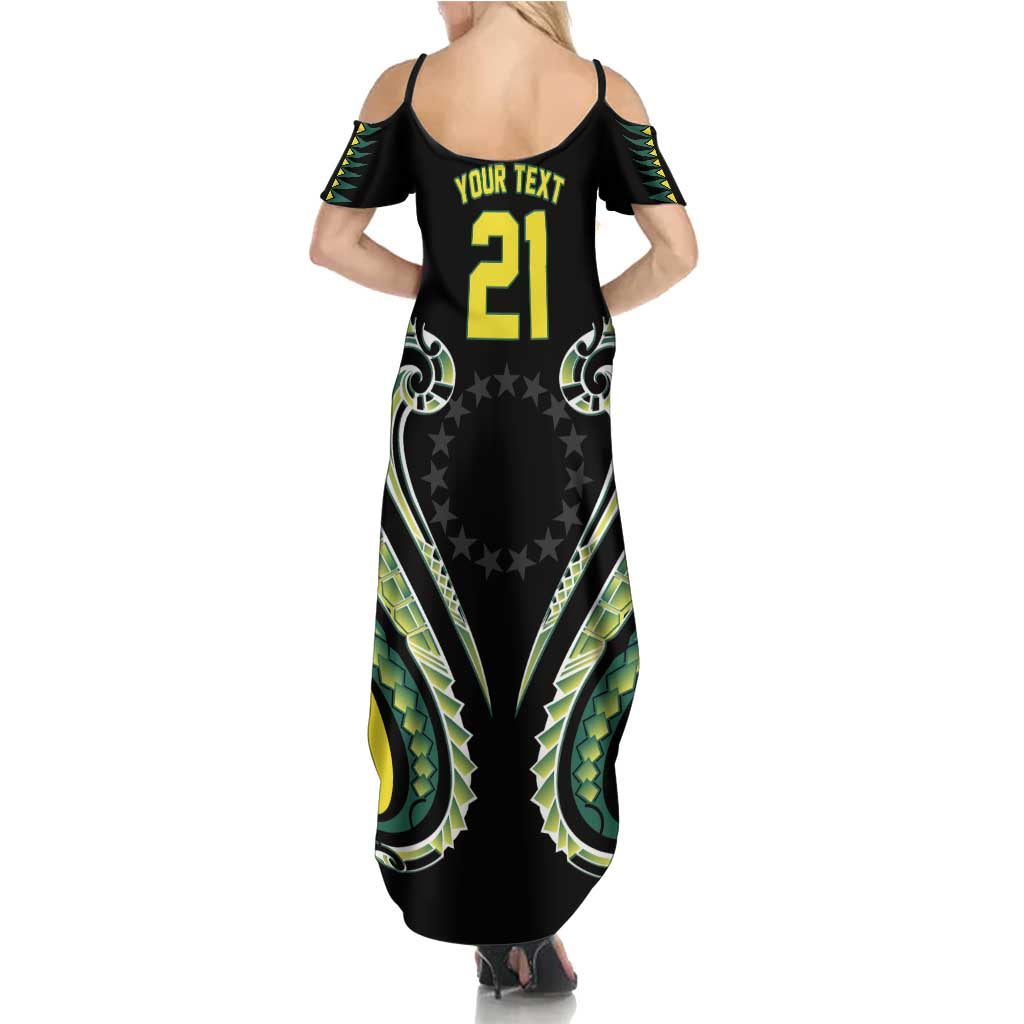 Custom Rugby Cook Islands Avaiki Summer Maxi Dress Black Kuki Airani Tribal Maori Inspired - Polynesian Pride