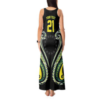 Custom Rugby Cook Islands Avaiki Tank Maxi Dress Black Kuki Airani Tribal Maori Inspired - Polynesian Pride