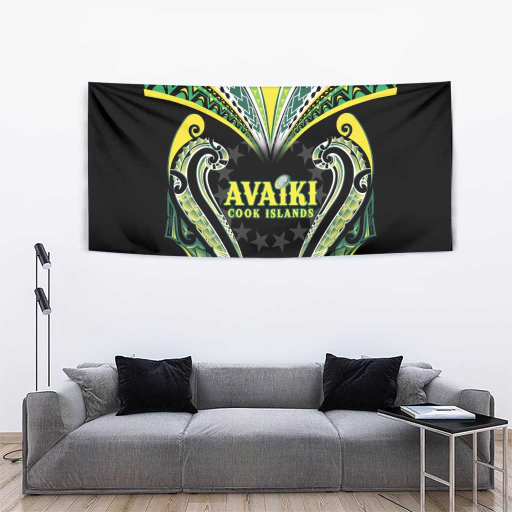 Rugby Cook Islands Avaiki Tapestry Black Kuki Airani Tribal Maori Inspired - Polynesian Pride