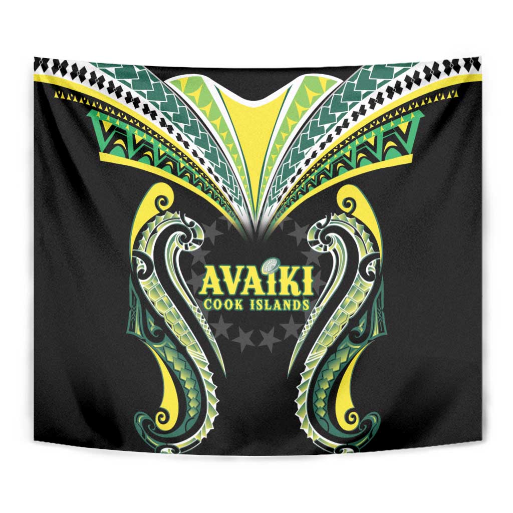Rugby Cook Islands Avaiki Tapestry Black Kuki Airani Tribal Maori Inspired - Polynesian Pride