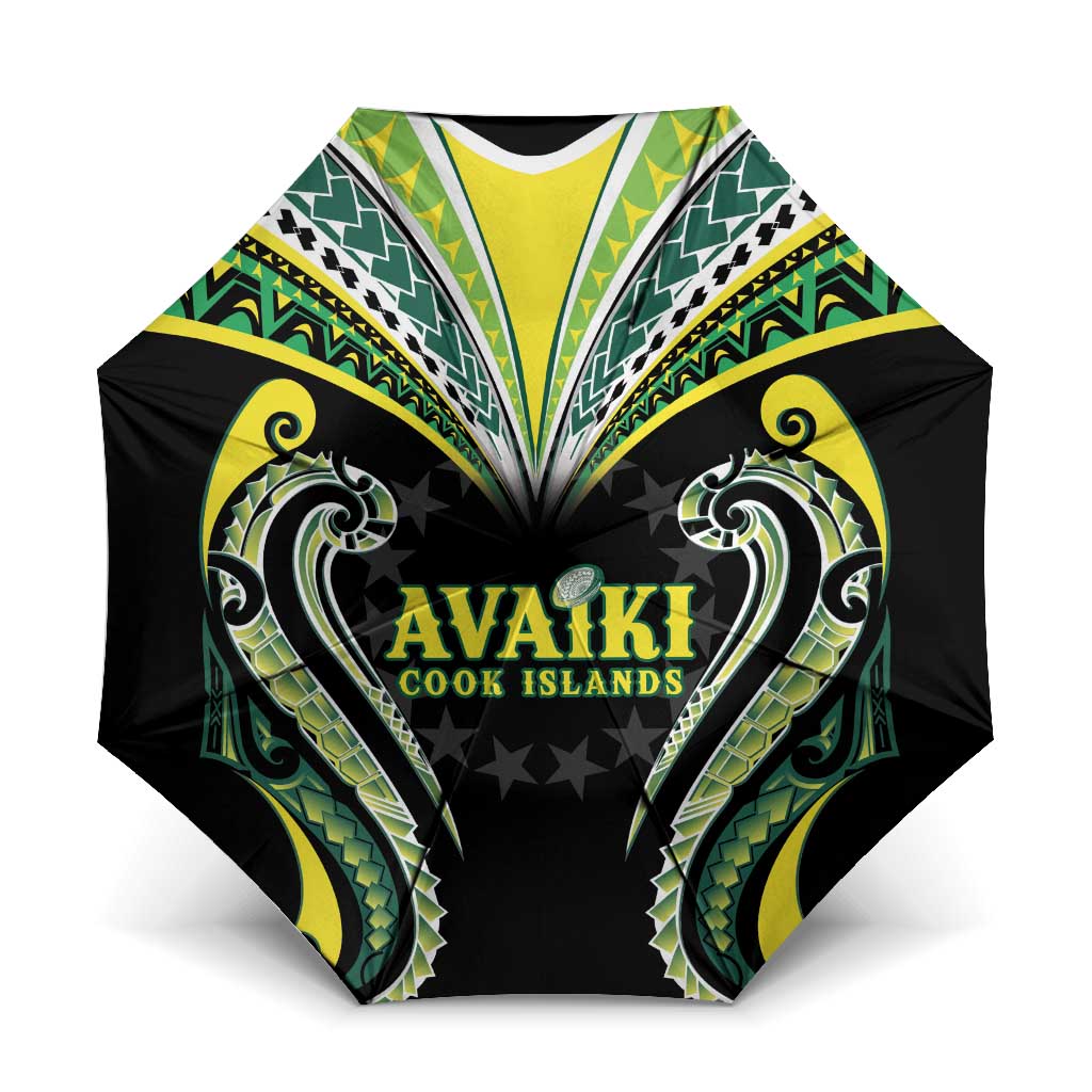 Rugby Cook Islands Avaiki Umbrella Black Kuki Airani Tribal Maori Inspired - Polynesian Pride