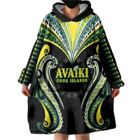 Custom Rugby Cook Islands Avaiki Wearable Blanket Hoodie Black Kuki Airani Tribal Maori Inspired - Polynesian Pride