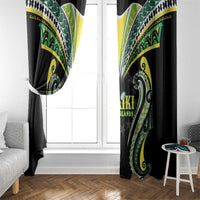 Rugby Cook Islands Avaiki Window Curtain Black Kuki Airani Tribal Maori Inspired - Polynesian Pride