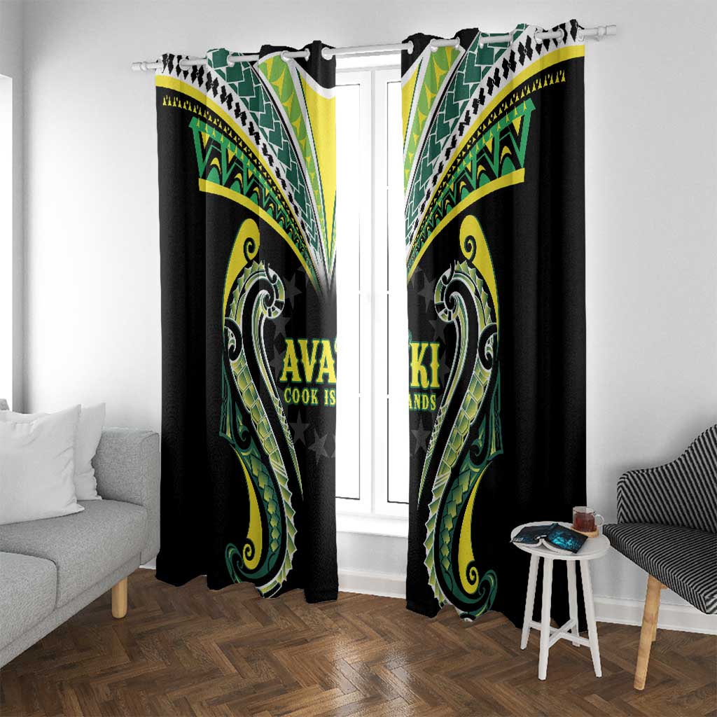 Rugby Cook Islands Avaiki Window Curtain Black Kuki Airani Tribal Maori Inspired - Polynesian Pride