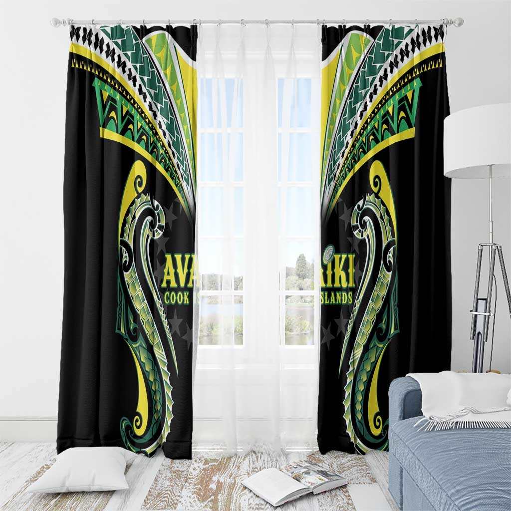 Rugby Cook Islands Avaiki Window Curtain Black Kuki Airani Tribal Maori Inspired - Polynesian Pride