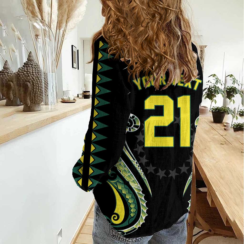 Custom Rugby Cook Islands Avaiki Women Casual Shirt Black Kuki Airani Tribal Maori Inspired - Polynesian Pride