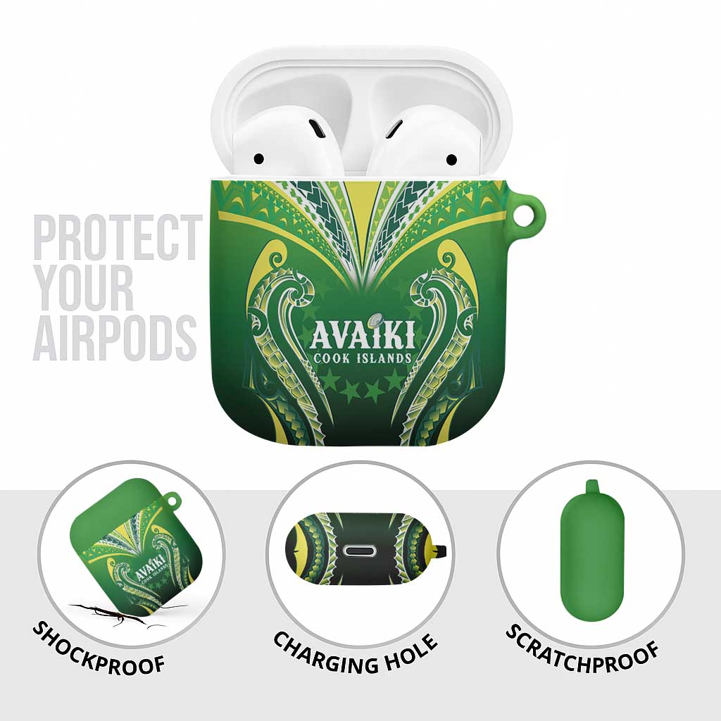 Rugby Cook Islands Avaiki AirPods Case Green Kuki Airani Tribal Maori Inspired - Polynesian Pride