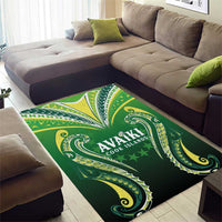 Rugby Cook Islands Avaiki Area Rug Green Kuki Airani Tribal Maori Inspired - Polynesian Pride