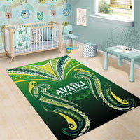 Rugby Cook Islands Avaiki Area Rug Green Kuki Airani Tribal Maori Inspired - Polynesian Pride