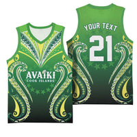 Custom Rugby Cook Islands Avaiki Basketball Jersey Green Kuki Airani Tribal Maori Inspired - Polynesian Pride