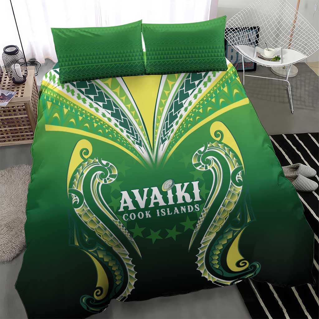 Rugby Cook Islands Avaiki Bedding Set Green Kuki Airani Tribal Maori Inspired - Polynesian Pride