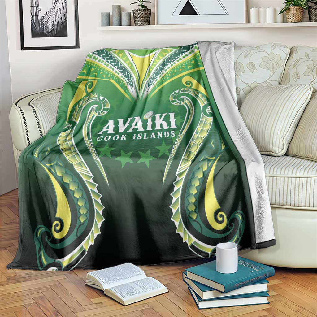 Rugby Cook Islands Avaiki Blanket Green Kuki Airani Tribal Maori Inspired - Polynesian Pride