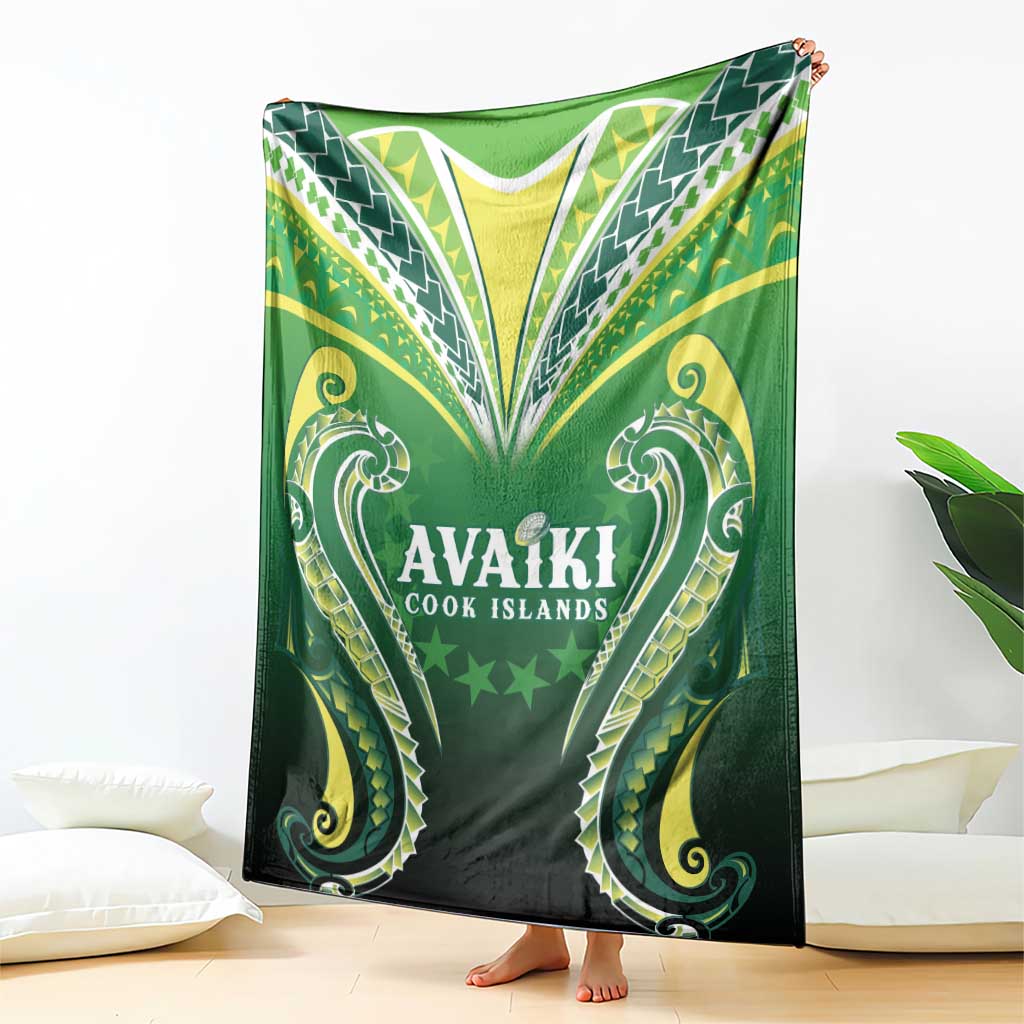 Rugby Cook Islands Avaiki Blanket Green Kuki Airani Tribal Maori Inspired - Polynesian Pride