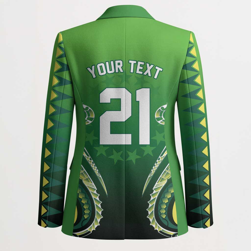 Custom Rugby Cook Islands Avaiki Blazer Green Kuki Airani Tribal Maori Inspired - Polynesian Pride