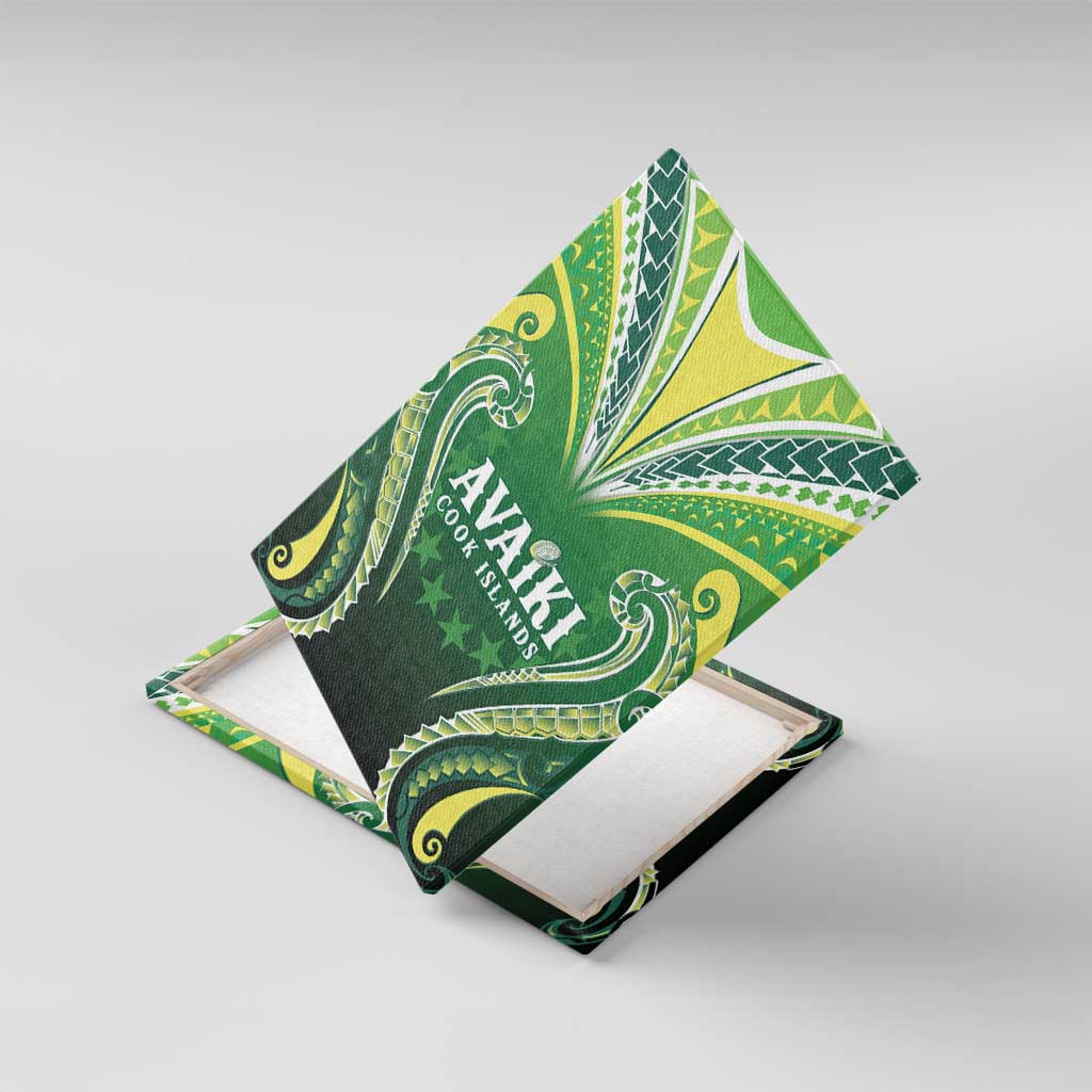 Rugby Cook Islands Avaiki Canvas Wall Art Green Kuki Airani Tribal Maori Inspired - Polynesian Pride