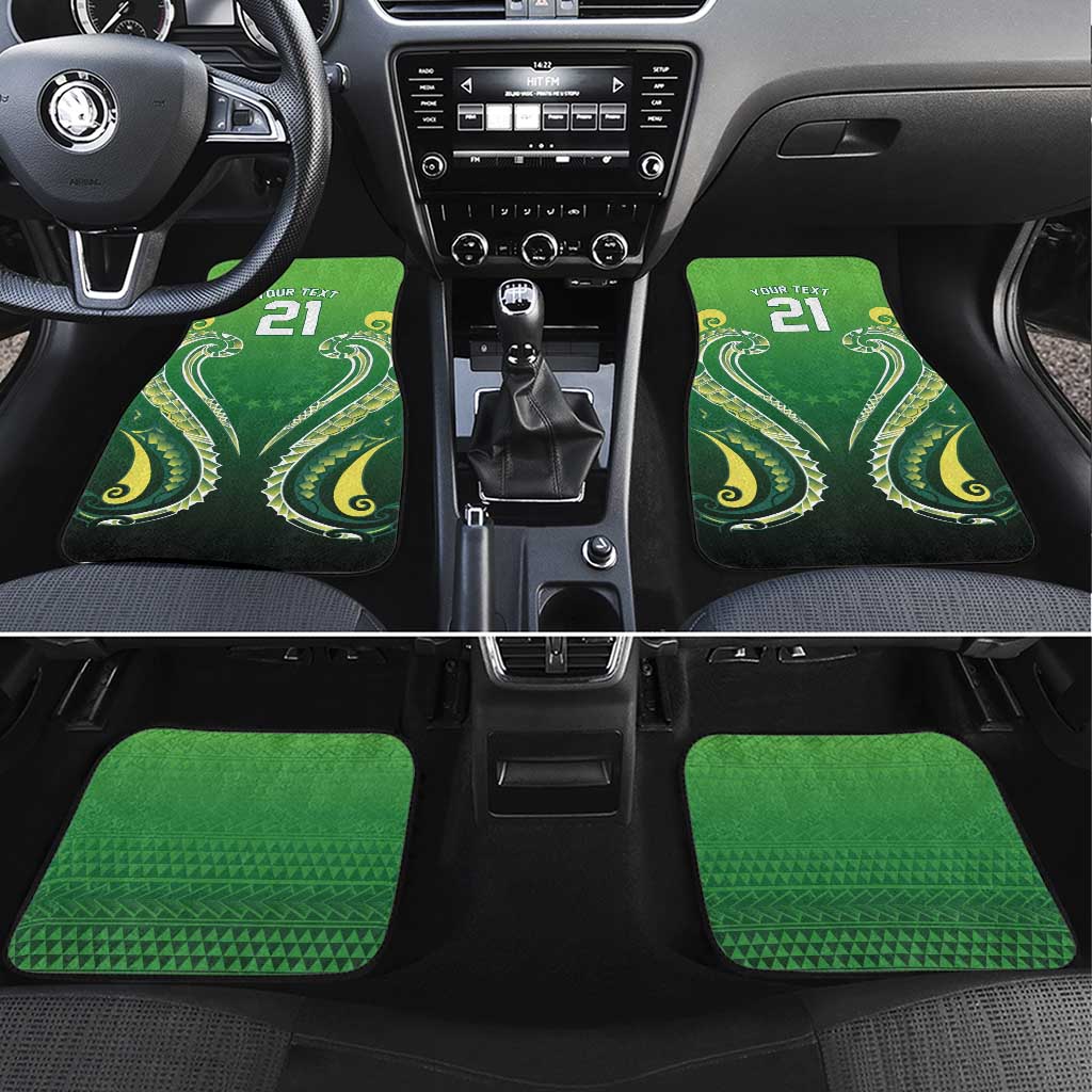 Custom Rugby Cook Islands Avaiki Car Mats Green Kuki Airani Tribal Maori Inspired LT9 Set 4pcs Green - Polynesian Pride