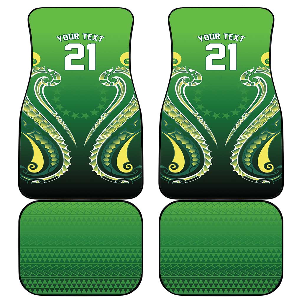 Custom Rugby Cook Islands Avaiki Car Mats Green Kuki Airani Tribal Maori Inspired LT9 - Polynesian Pride
