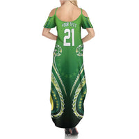 Custom Rugby Cook Islands Avaiki Family Matching Summer Maxi Dress and Hawaiian Shirt Green Kuki Airani Tribal Maori Inspired - Polynesian Pride