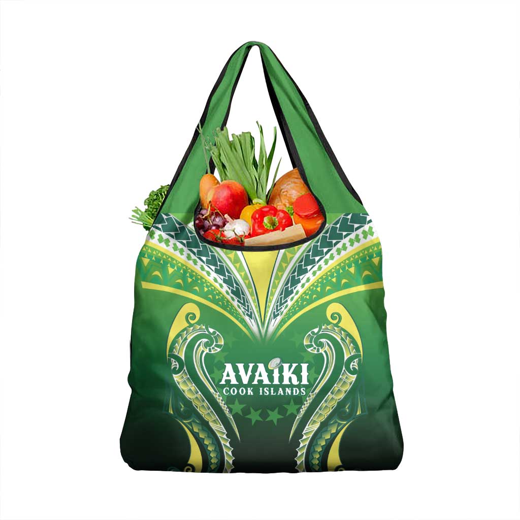 Rugby Cook Islands Avaiki Grocery Bag Green Kuki Airani Tribal Maori Inspired - Polynesian Pride
