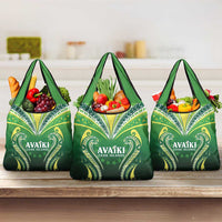 Rugby Cook Islands Avaiki Grocery Bag Green Kuki Airani Tribal Maori Inspired - Polynesian Pride