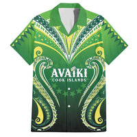 Custom Rugby Cook Islands Avaiki Hawaiian Shirt Green Kuki Airani Tribal Maori Inspired - Polynesian Pride