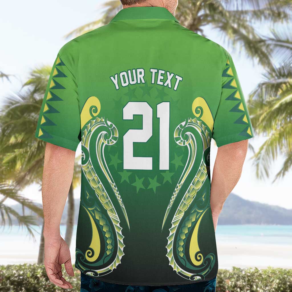 Custom Rugby Cook Islands Avaiki Hawaiian Shirt Green Kuki Airani Tribal Maori Inspired - Polynesian Pride