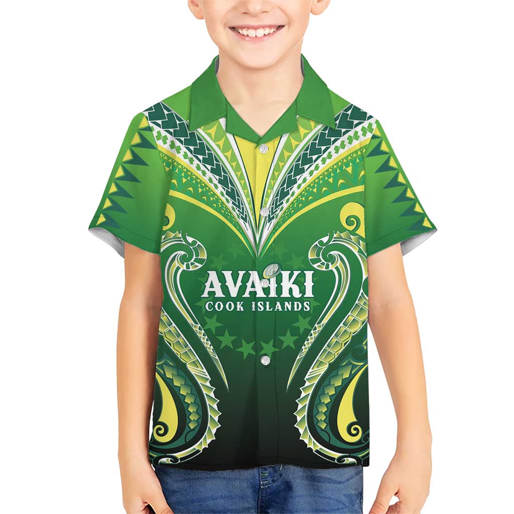 Custom Rugby Cook Islands Avaiki Hawaiian Shirt Green Kuki Airani Tribal Maori Inspired - Polynesian Pride