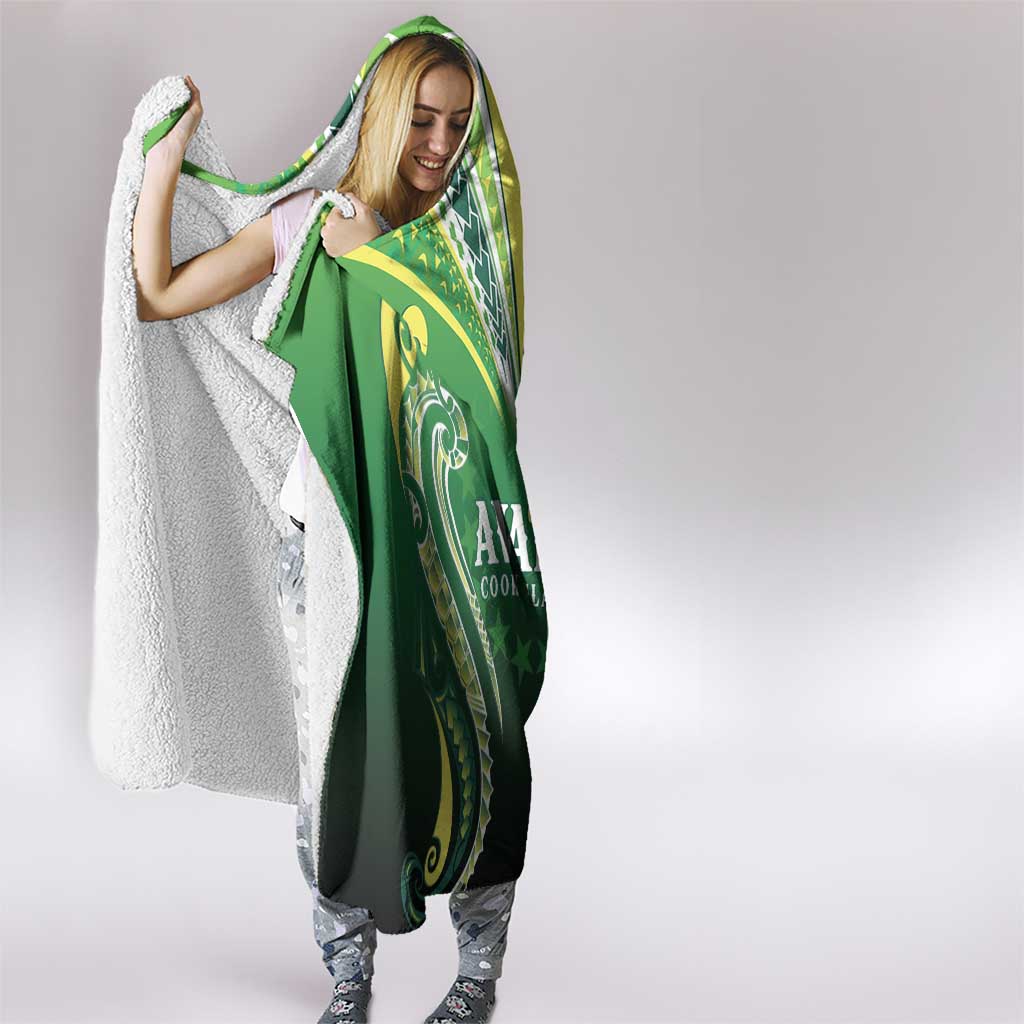 Rugby Cook Islands Avaiki Hooded Blanket Green Kuki Airani Tribal Maori Inspired - Polynesian Pride