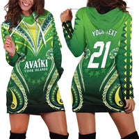 Custom Rugby Cook Islands Avaiki Hoodie Dress Green Kuki Airani Tribal Maori Inspired - Polynesian Pride