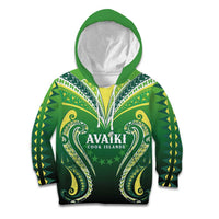 Custom Rugby Cook Islands Avaiki Kid Hoodie Green Kuki Airani Tribal Maori Inspired - Polynesian Pride
