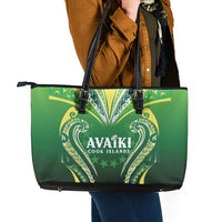 Rugby Cook Islands Avaiki Leather Tote Bag Green Kuki Airani Tribal Maori Inspired - Polynesian Pride