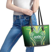 Rugby Cook Islands Avaiki Leather Tote Bag Green Kuki Airani Tribal Maori Inspired - Polynesian Pride