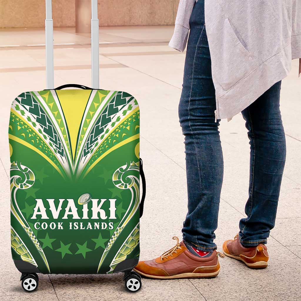 Rugby Cook Islands Avaiki Luggage Cover Green Kuki Airani Tribal Maori Inspired - Polynesian Pride