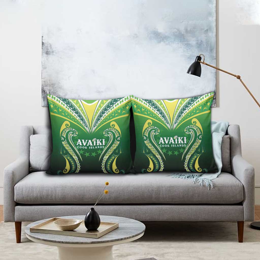 Rugby Cook Islands Avaiki Pillow Cover Green Kuki Airani Tribal Maori Inspired - Polynesian Pride