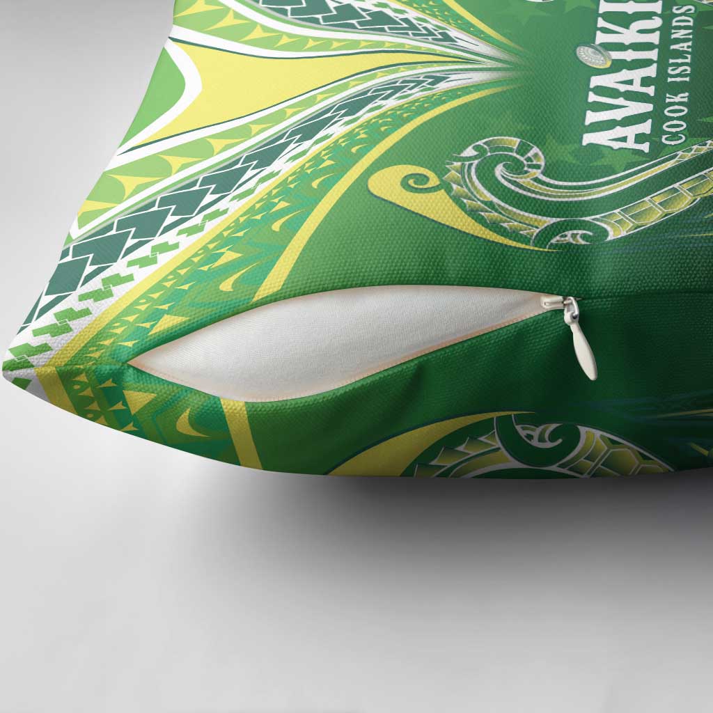 Rugby Cook Islands Avaiki Pillow Cover Green Kuki Airani Tribal Maori Inspired - Polynesian Pride