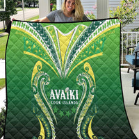 Rugby Cook Islands Avaiki Quilt Green Kuki Airani Tribal Maori Inspired - Polynesian Pride