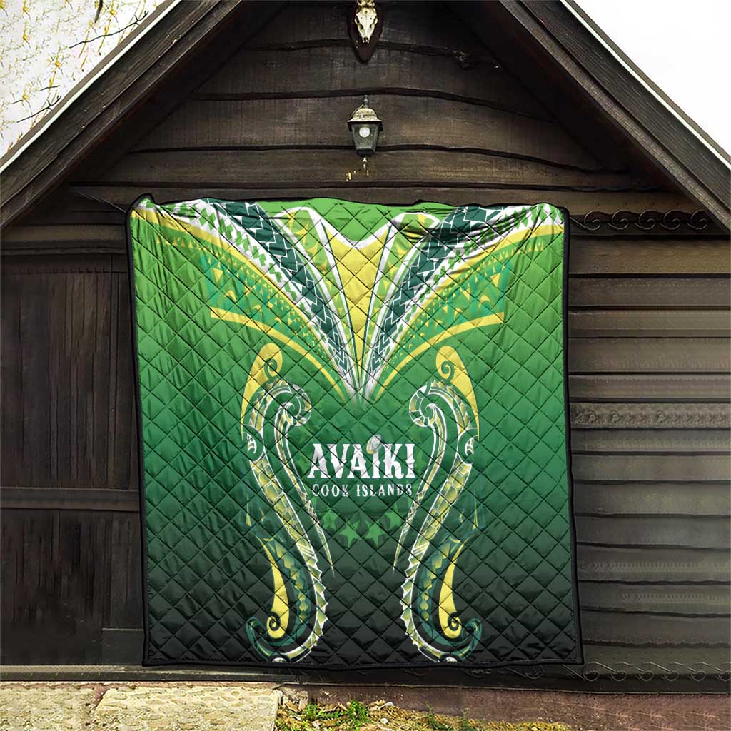 Rugby Cook Islands Avaiki Quilt Green Kuki Airani Tribal Maori Inspired - Polynesian Pride