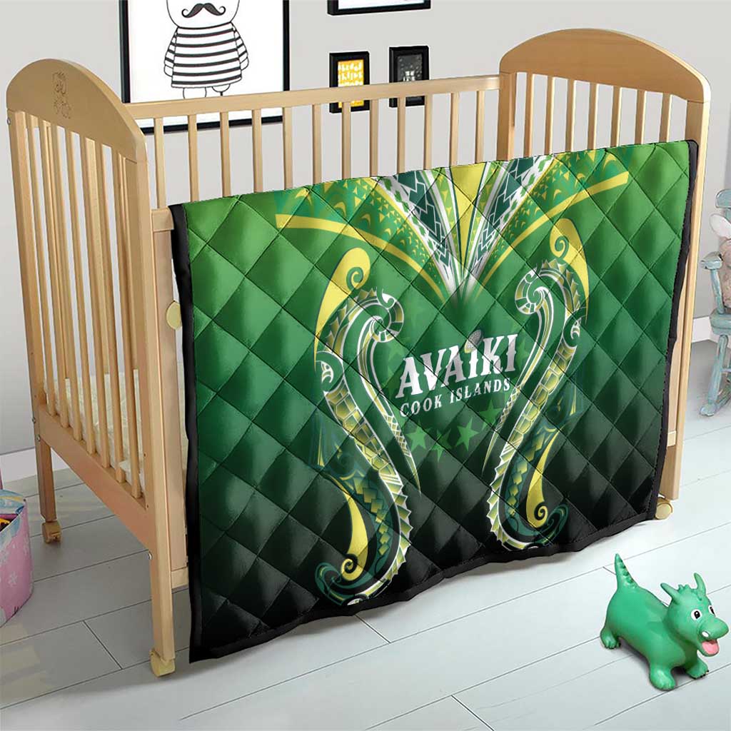 Rugby Cook Islands Avaiki Quilt Green Kuki Airani Tribal Maori Inspired - Polynesian Pride