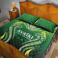 Rugby Cook Islands Avaiki Quilt Bed Set Green Kuki Airani Tribal Maori Inspired - Polynesian Pride