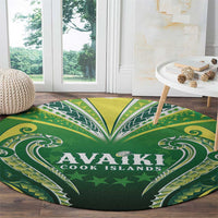 Rugby Cook Islands Avaiki Round Carpet Green Kuki Airani Tribal Maori Inspired - Polynesian Pride