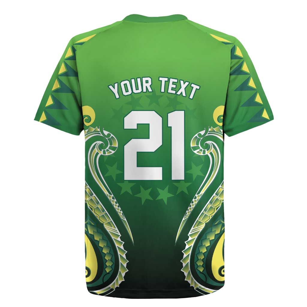 Custom Rugby Cook Islands Avaiki Rugby Jersey Green Kuki Airani Tribal Maori Inspired - Polynesian Pride
