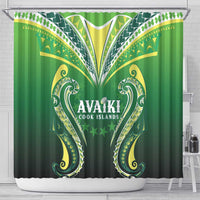 Rugby Cook Islands Avaiki Shower Curtain Green Kuki Airani Tribal Maori Inspired - Polynesian Pride