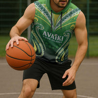 Custom Rugby Cook Islands Avaiki Sleeveless Hoodie Green Kuki Airani Tribal Maori Inspired - Polynesian Pride