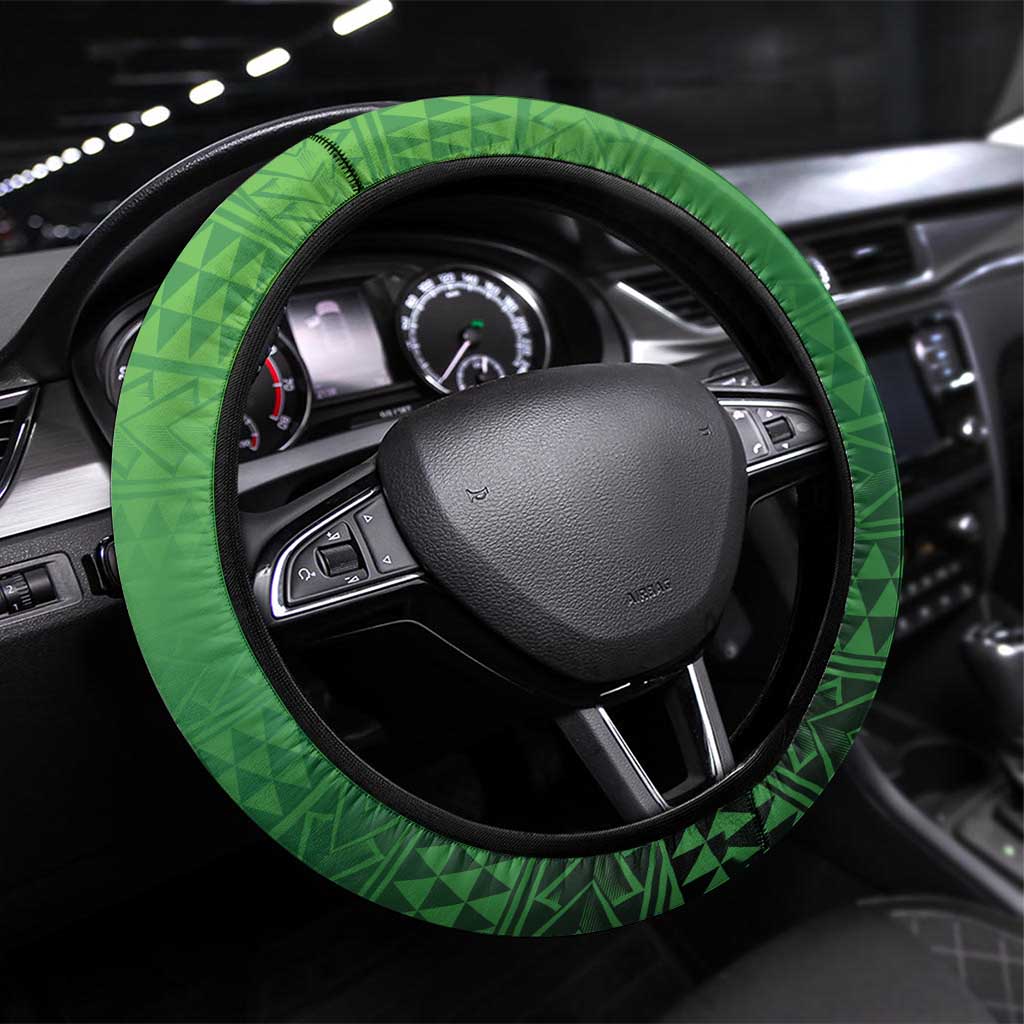 Rugby Cook Islands Avaiki Steering Wheel Cover Green Kuki Airani Tribal Maori Inspired - Polynesian Pride