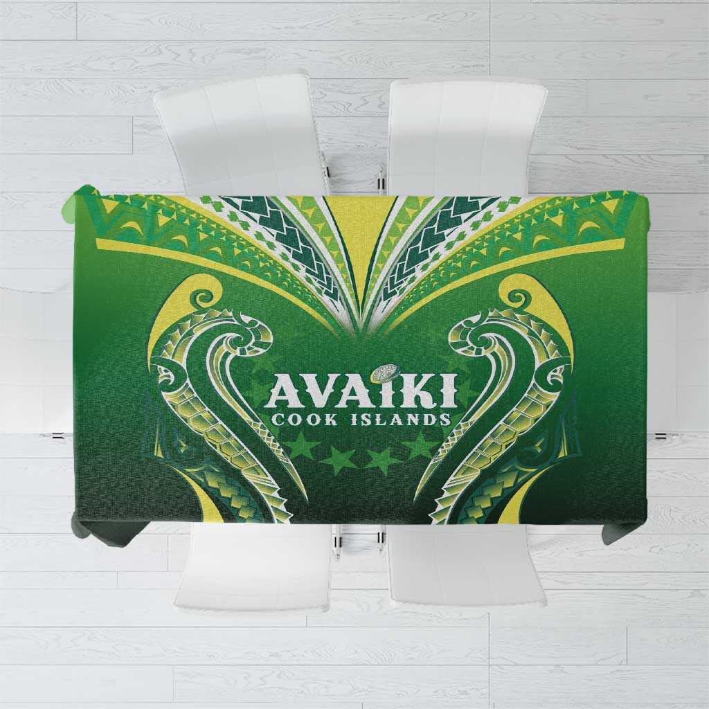 Rugby Cook Islands Avaiki Tablecloth Green Kuki Airani Tribal Maori Inspired - Polynesian Pride