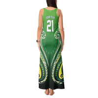 Custom Rugby Cook Islands Avaiki Tank Maxi Dress Green Kuki Airani Tribal Maori Inspired - Polynesian Pride