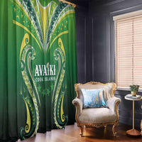 Rugby Cook Islands Avaiki Window Curtain Green Kuki Airani Tribal Maori Inspired - Polynesian Pride