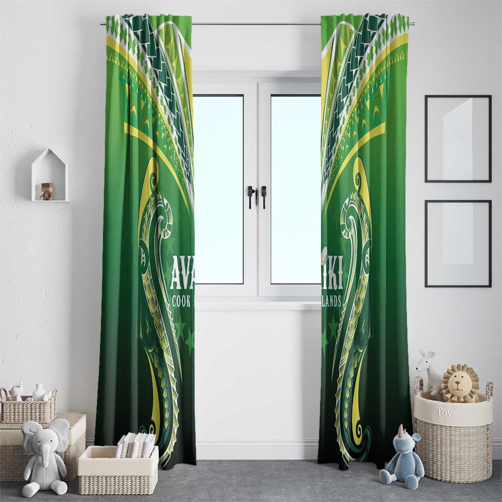 Rugby Cook Islands Avaiki Window Curtain Green Kuki Airani Tribal Maori Inspired - Polynesian Pride